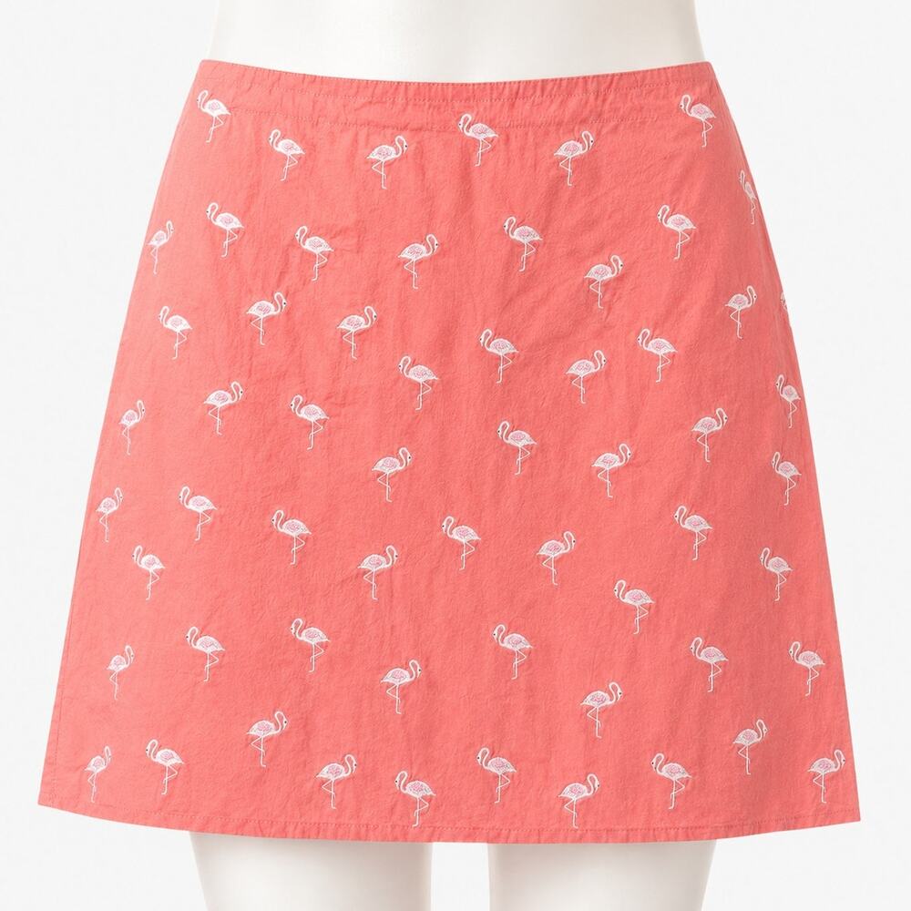 Talbots Pink Flamingo Embroidered Skirt Women’s Size 10 100% Cotton A-Line